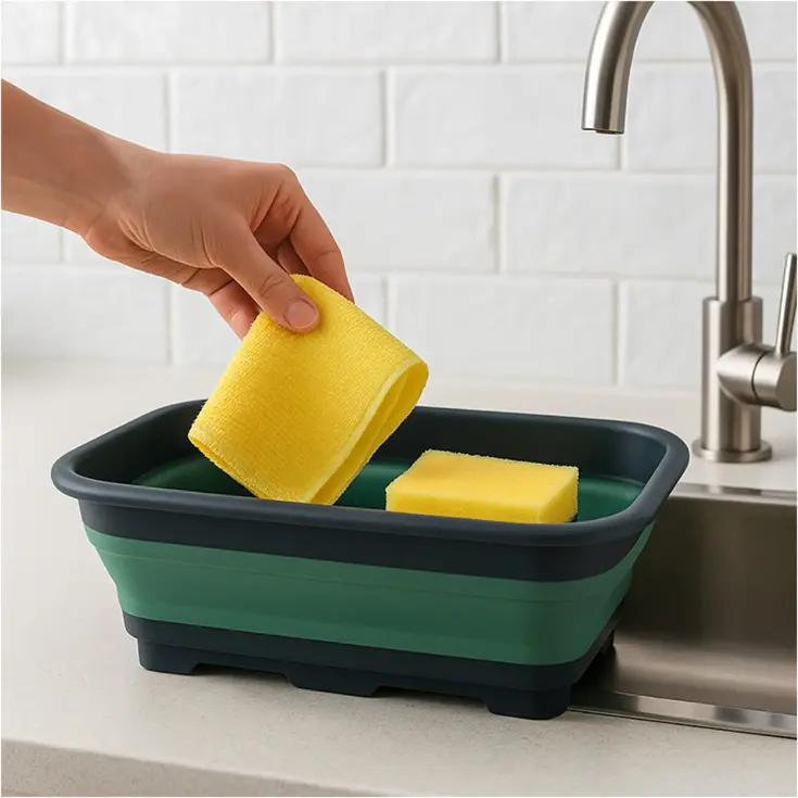 Afwasbak - 8L Groen - Opvouwbaar -