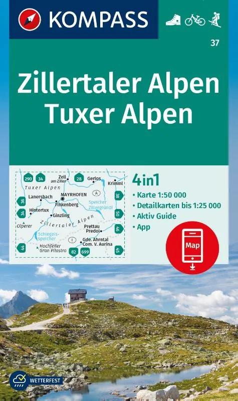 Kompass  Wandelkaart 37 Zillertaler Alpen main product image