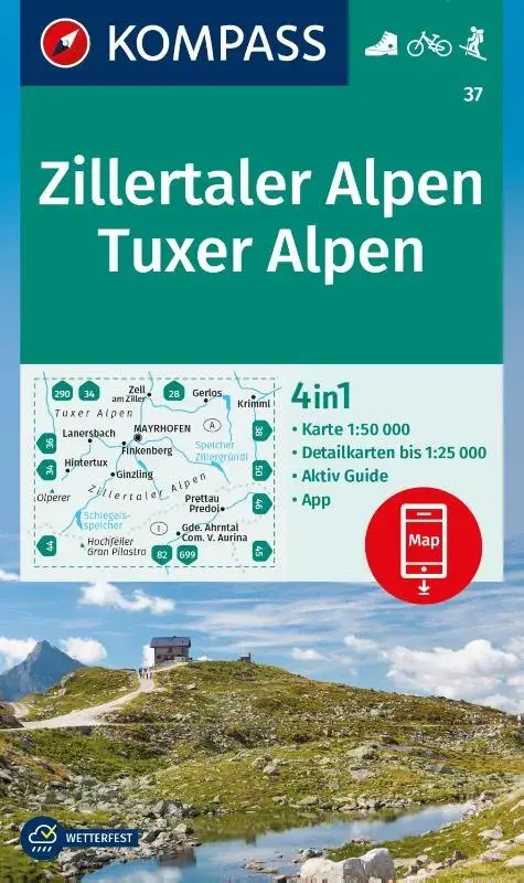 Kompass Wandelkaart 37 Zillertaler Alpen