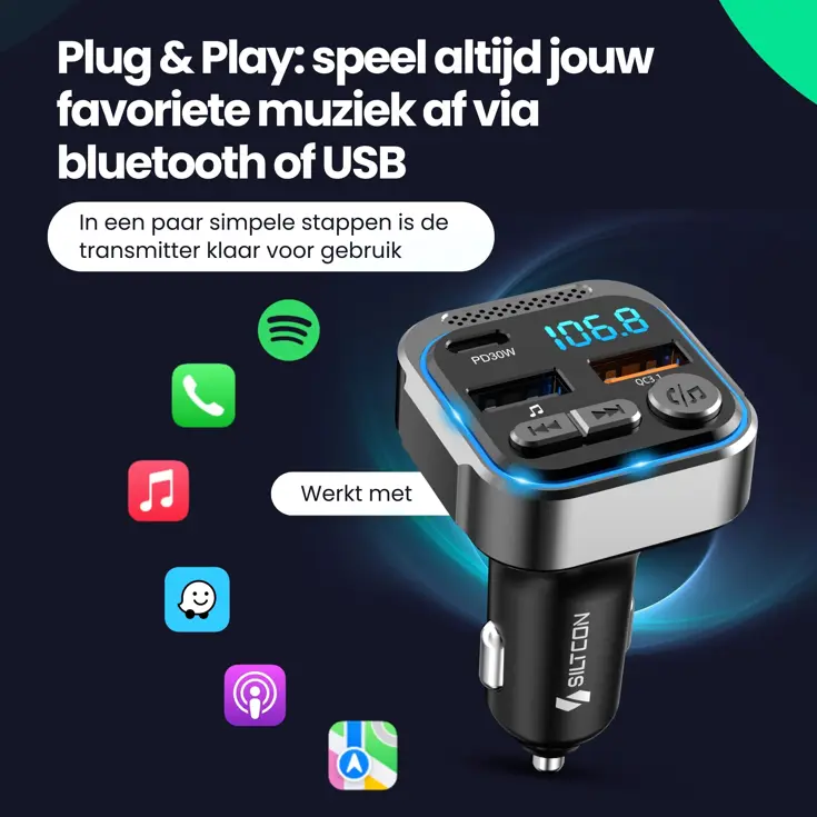 FM Transmitter - Bluetooth - USB-C 30W