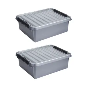 Q-line - Opbergbox grijs - 25L - 2-delig