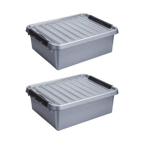 Q-line - Opbergbox grijs - 25L - 2-delig