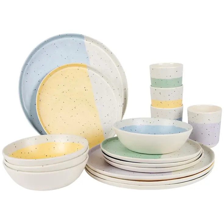 Bo-Camp Pastel Servies Annecy 16 Stuks