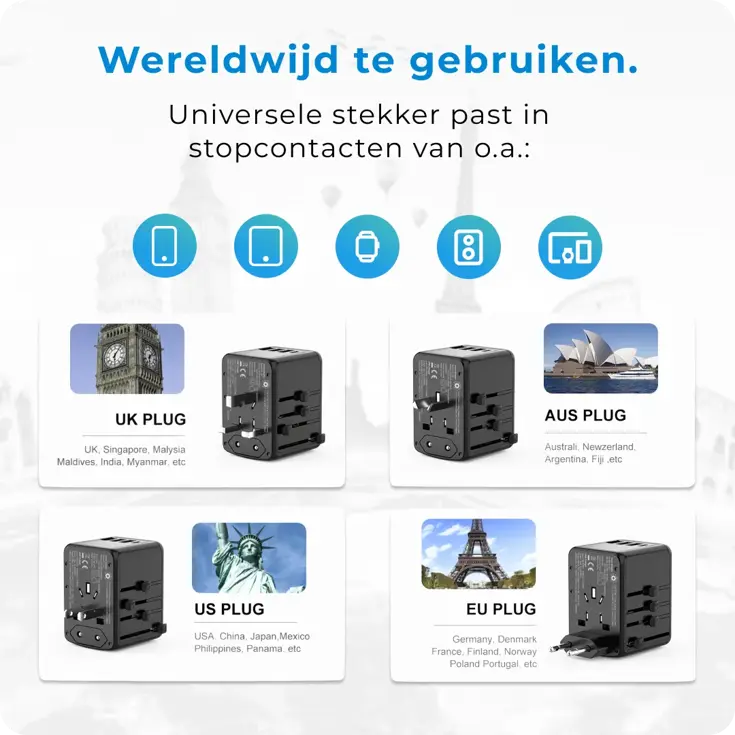Travel Y30 - Wereldstekker - 170+ landen 35W