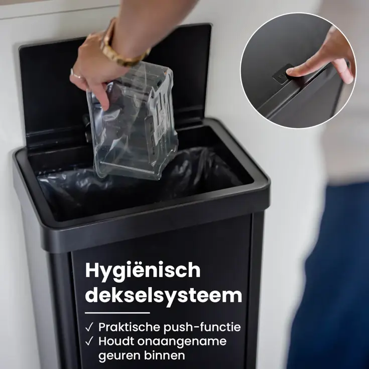 Prullenbak met Drukdeksel - 50 Liter