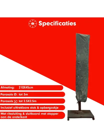 Zweefparasol hoes 210x45 cm - Diamond