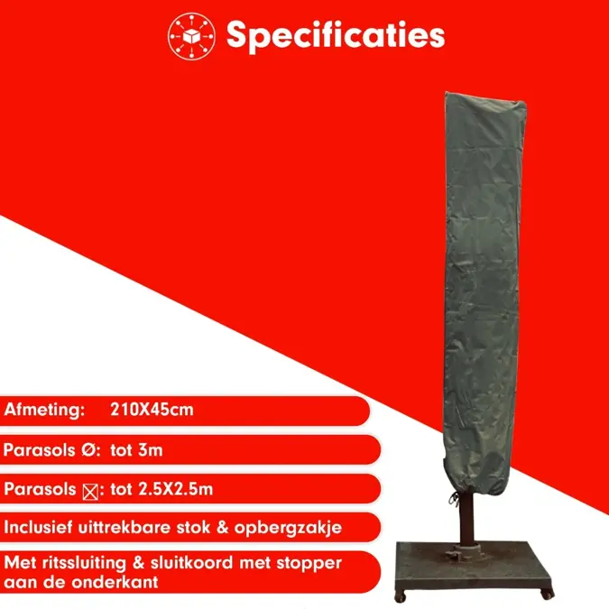 CUHOC Zweefparasol hoes 210x45 cm - Diamond