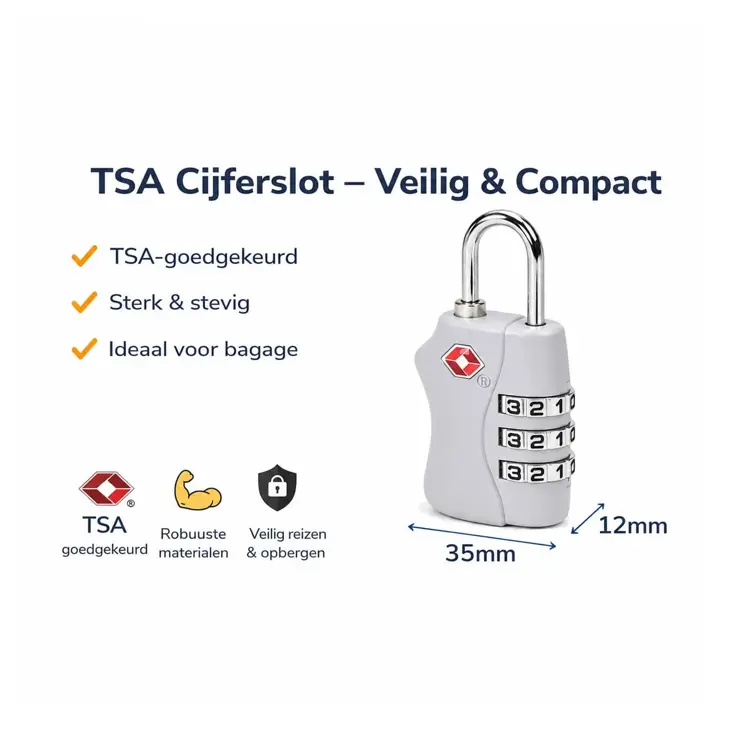2x TSA Cijferslot voor Koffer - Veilig Reisslot