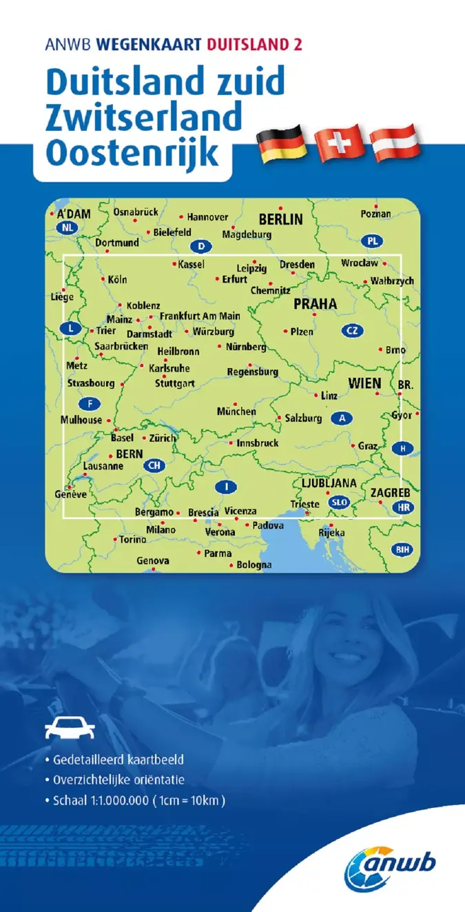 ANWB Wegenkaart Duitsland Zuid, Zwitserland en Oostenrijk