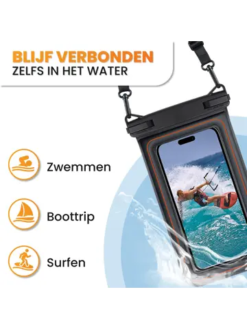 Waterdichte Telefoonhoesje 6.8" Zwart - Drijvend