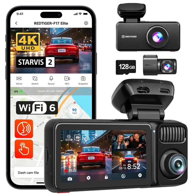 F17 Elite 3CH 4K Wifi GPS 128gb dashcam