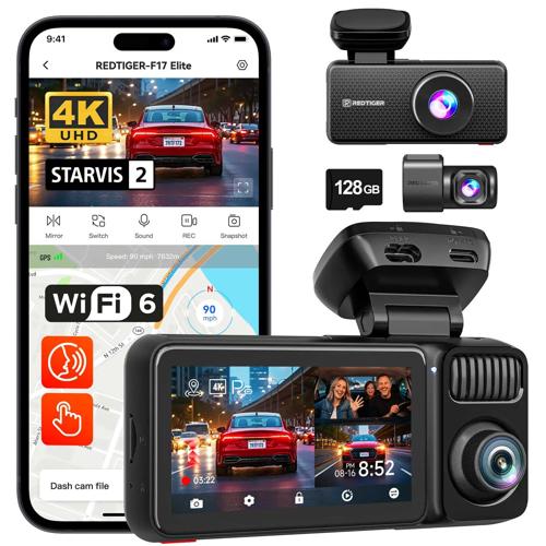 F17 Elite 3CH 4K Wifi GPS 128gb dashcam