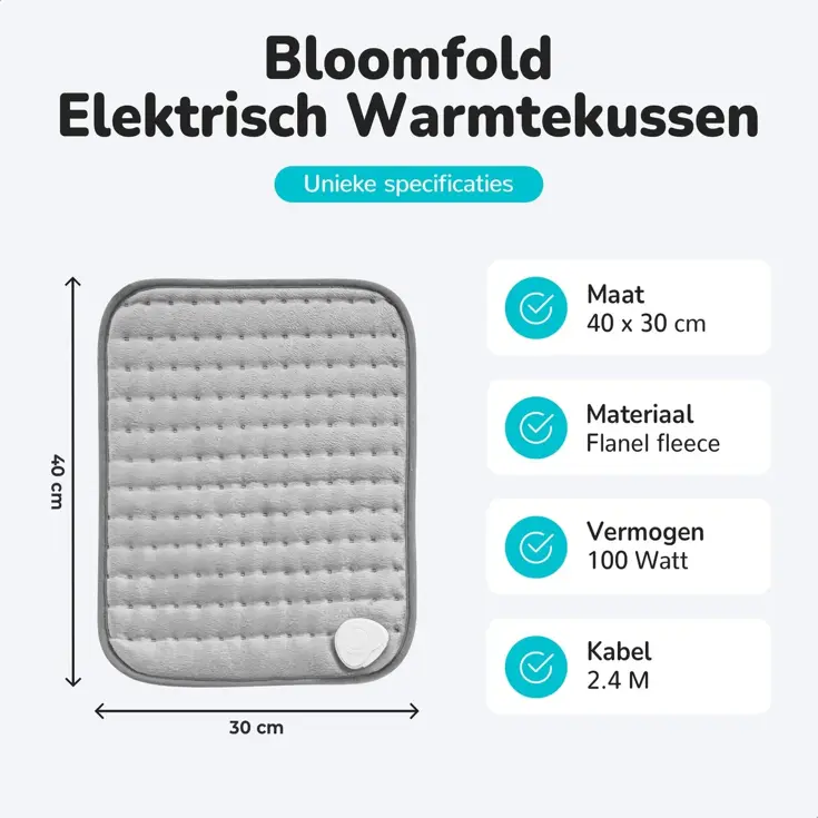 Elektrisch warmtekussen 40x30cm