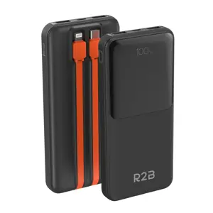 R2B Powerbank 10000 mAh met Ingebouwde Kabels