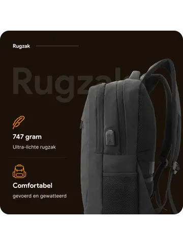 Rugzak met 17" laptopvak en antidiefstal vak