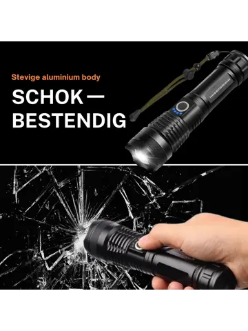 Zaklamp LED 3000 lumen oplaadbaar met USB-C