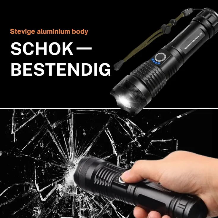 Zaklamp LED 3000 lumen oplaadbaar met USB-C