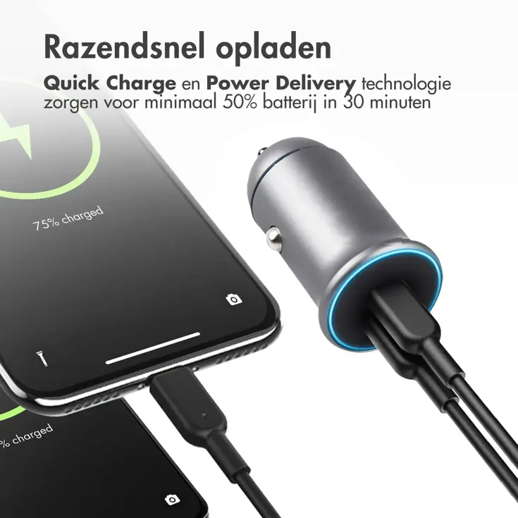 Autolader - 1x USB-C & 1x USB - 60W