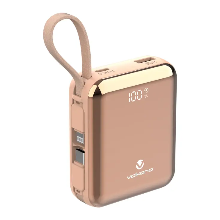 Powerbank 10.000 mAh met ingebouwde kabels