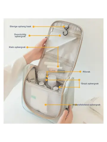 Toilettas met haak – Travel organizer – Grijs