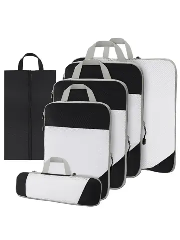 Packing cubes compressie set – 6-delig – Zwart