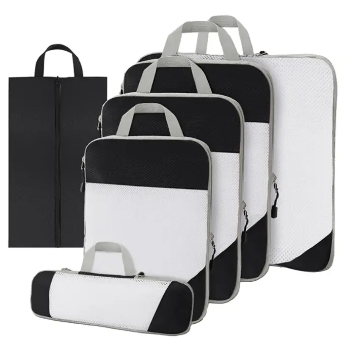 Compressie Packing Cubes – 6 stuks – Zwart