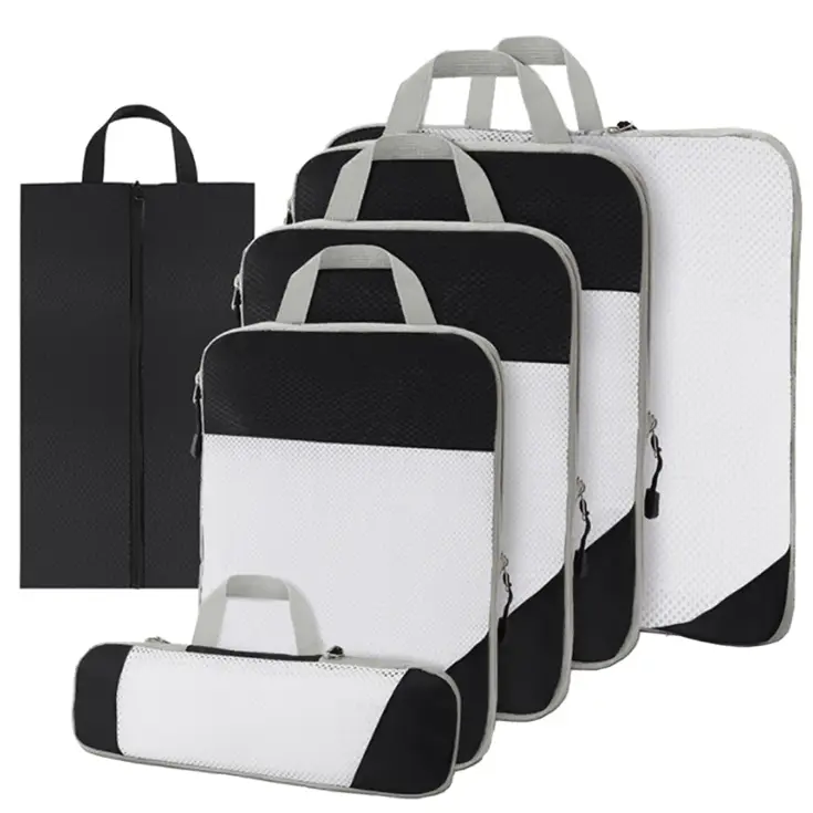 Packing cubes compressie set – 6-delig – Zwart