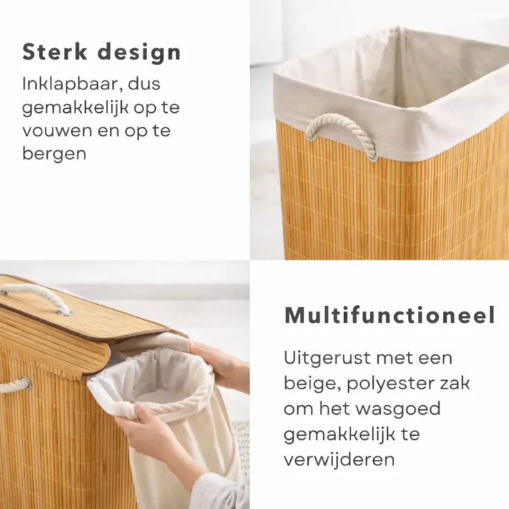 Wasmand Bamboe Opvouwbaar 60L