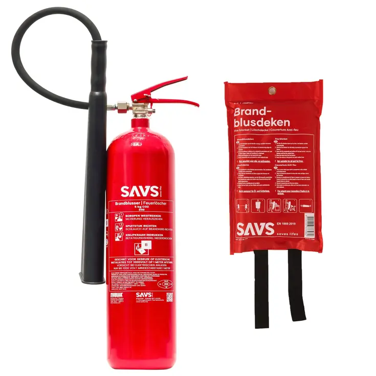 Brandblus box CO2 blusser 5 kg en Blusdeken