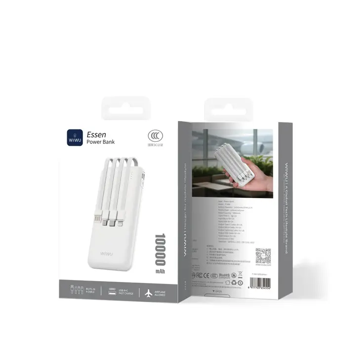 Powerbank 10000mAh - Vier Ingebouwde Kabels