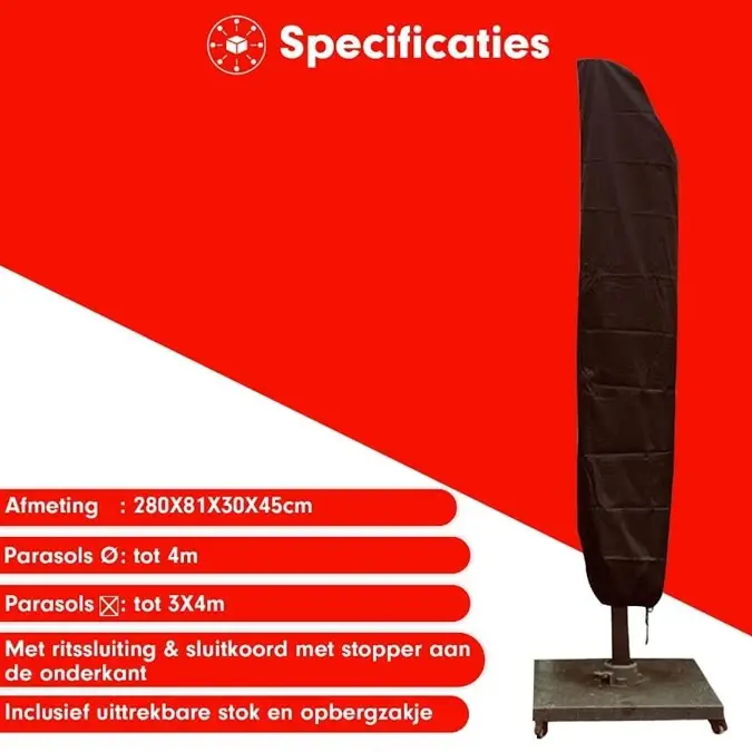 CUHOC Zweefparasol hoes 280x81x30 - Redlabel