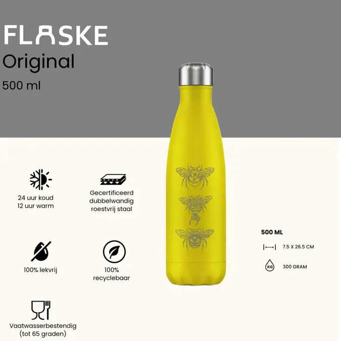 FLASKE 500 ml  RVS Drinkfles