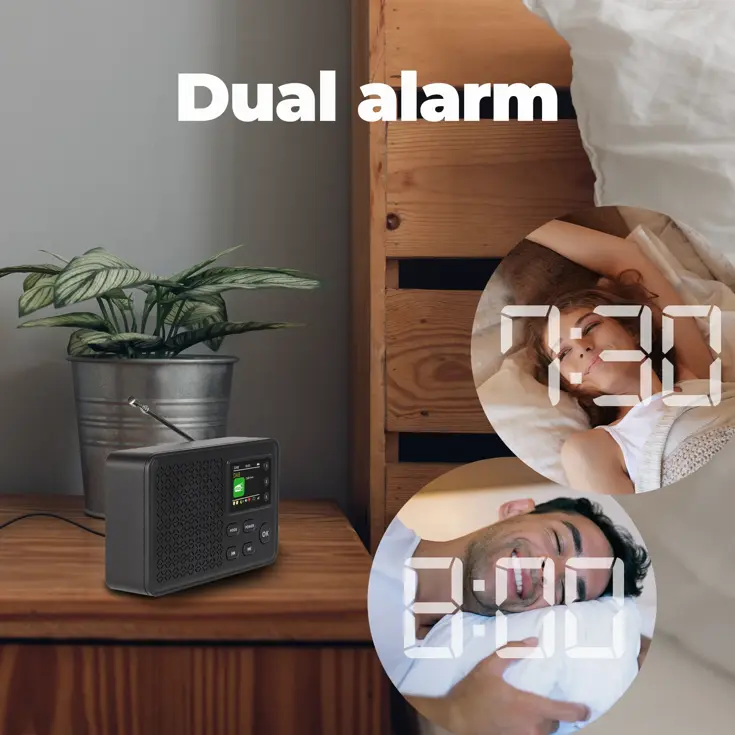 DAB+/FM Radio Wekker Oplaadbare accu