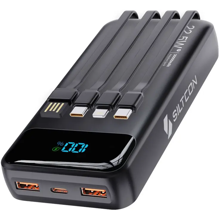 Powerbank - 30.000mAh - 4 Geïntegreerde Kabels