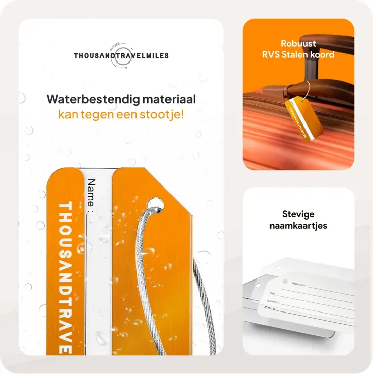 Aluminium Bagagelabel – 2 stuks – Oranje