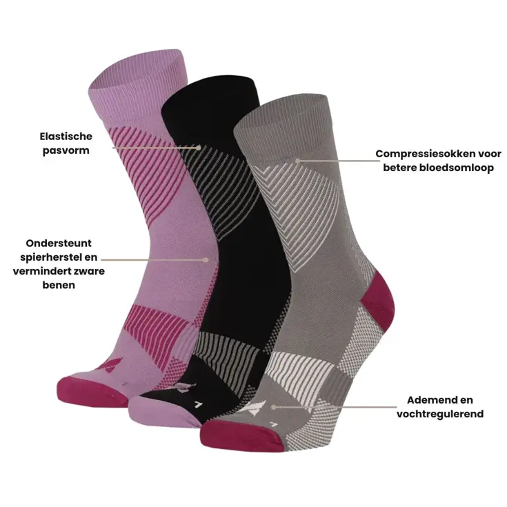 3 paar - Halfhoge Compressiesokken