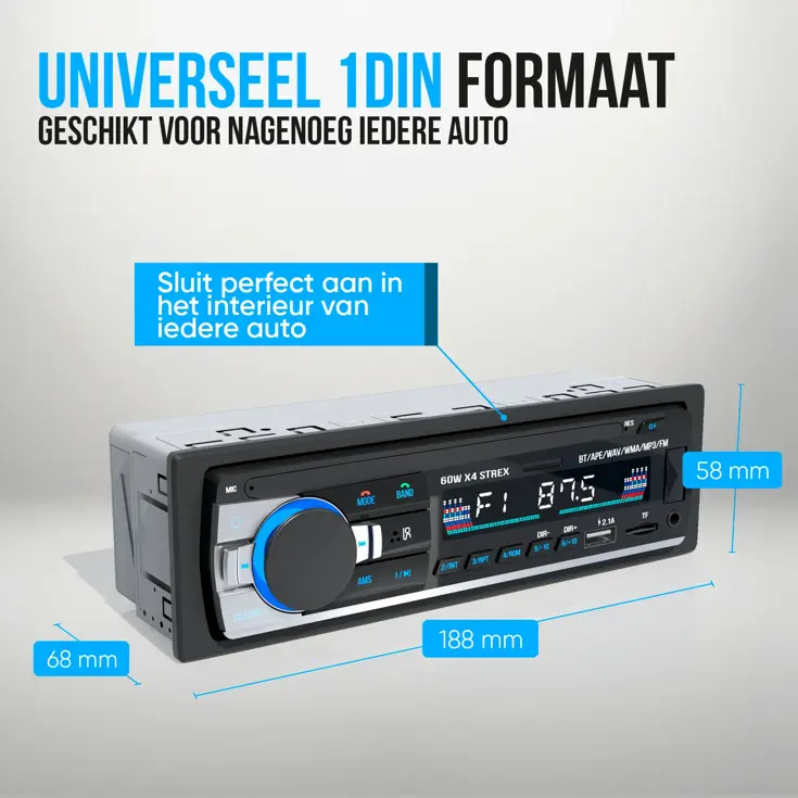 Autoradio met Bluetooth - 1DIN