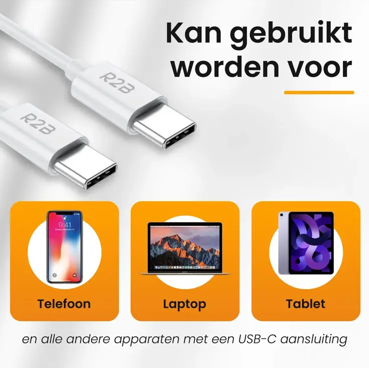 USB-C naar USB-C Kabel - 1 Meter