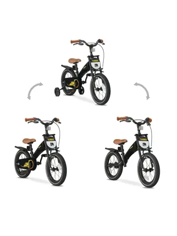 Turbo Kinderfiets 16 inch - 3 in 1 - Loopfiets