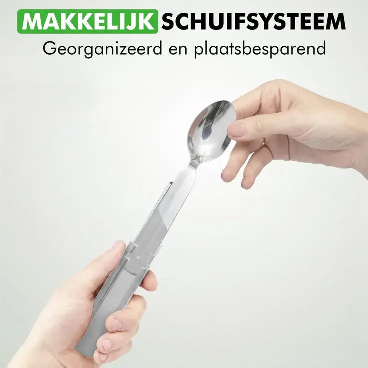 Reisbestek Set – Campingbestek To-Go Zilver