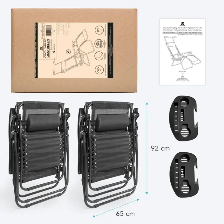 LifeGoods Opvouwbare Tuinstoelen - 2-pack