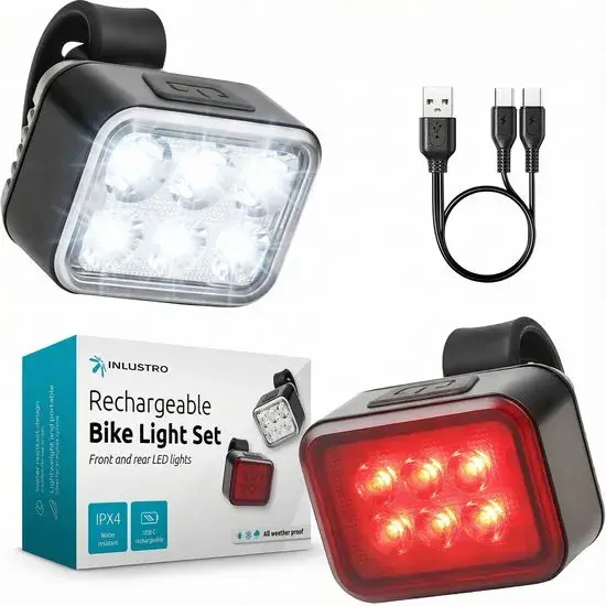 Oplaadbare Fietslamp Set Aluminium