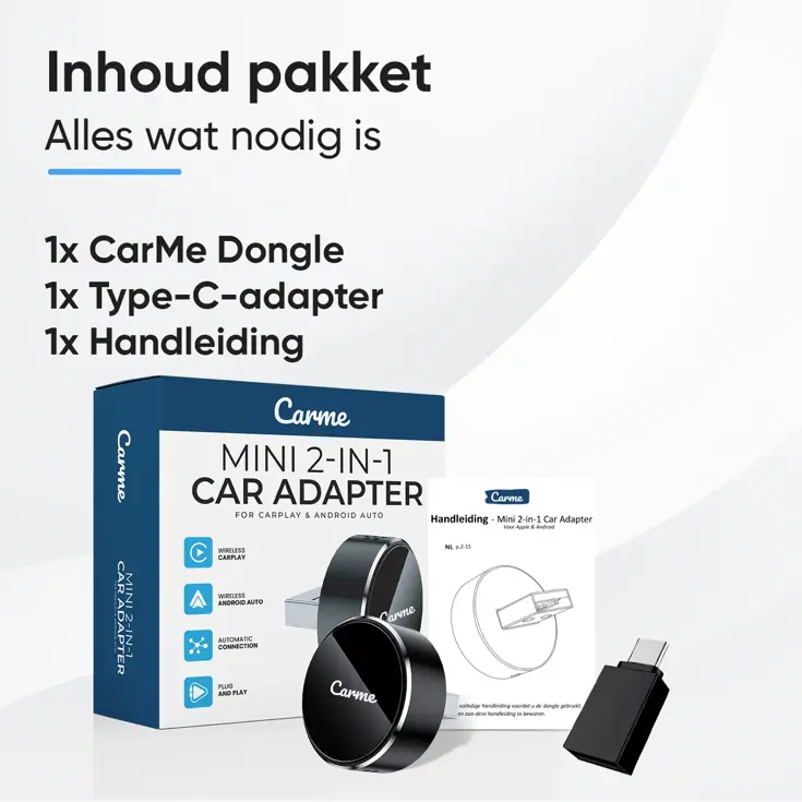 Mini 2-in-1 CarPlay & Android Auto Dongle V3 Rond