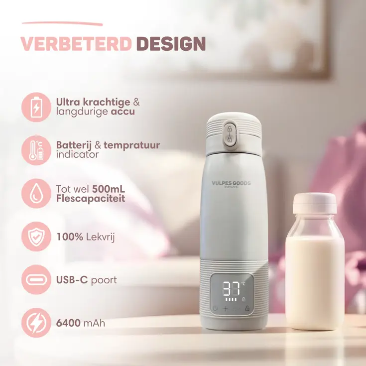 Thermosfles Flessenwarmer - Draadloos & Draagbaar