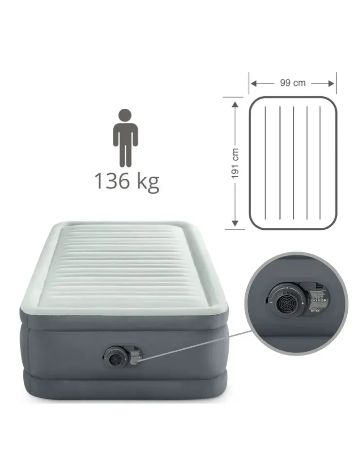 Luchtbed - Intex - 1P - 99x191 + Pomp