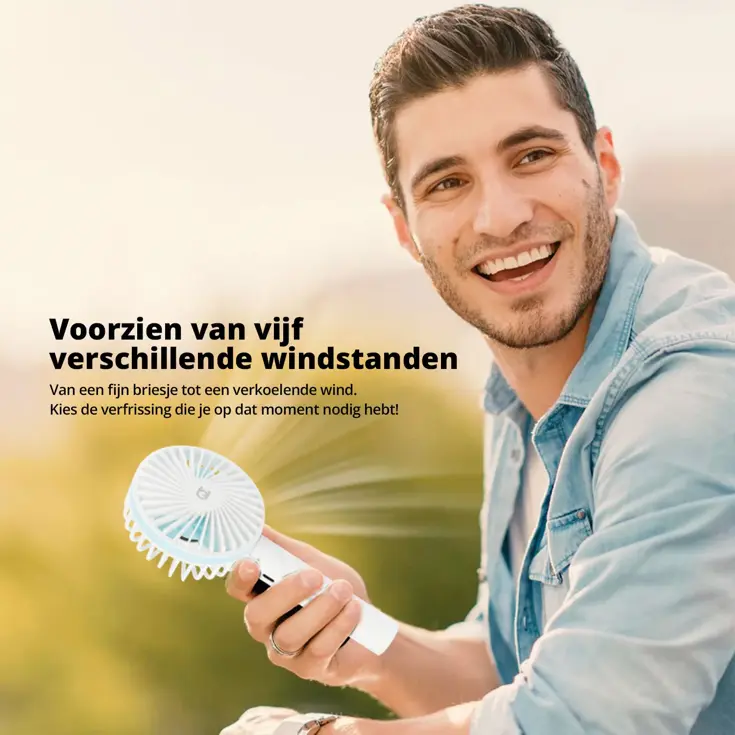 Oplaadbare Handventilator - Wit/Roze