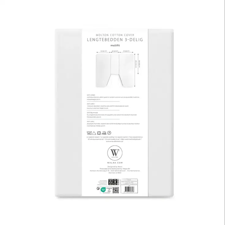 Walra Molton matrasbeschermer 3-delig wit