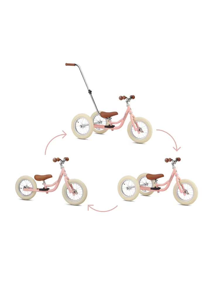 2-in-1 Loopfiets Driewieler met Duwstang