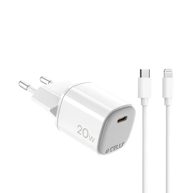 Celly Thuislader + USB-C > Lightning Kabel