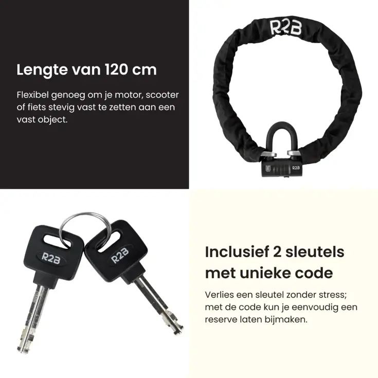 ART4 Kettingslot - 120 cm - Scooter en Motorslot